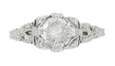 Edwardian Bows and Leaves Filigree Diamond Engagement Ring in 14 Karat White Gold