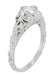 Edwardian Bows and Leaves Filigree Diamond Engagement Ring in 14 Karat White Gold