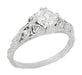 Edwardian Bows and Leaves Filigree Diamond Engagement Ring in 14 Karat White Gold