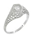 Art Deco Filigree Diamond Antique Engagement Ring in 14 Karat White Gold