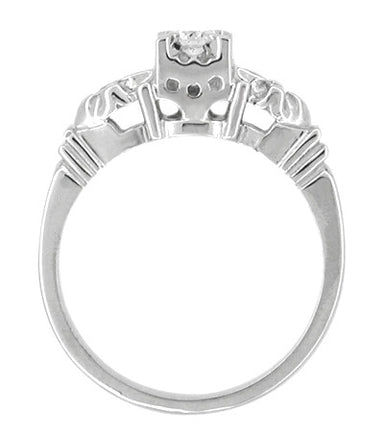 1950's Retro Moderne Starburst Galaxy Diamond Engagement Ring in White Gold - alternate view