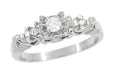 Mid Century Retro Moderne Starburst Galaxy Engagement Ring in Platinum