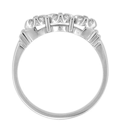 1950's Mid Century Retro Modern Starburst Bridal Diamond Ring Set in 14 Karat White Gold - Item: R481SET - Image: 4
