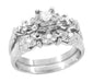 Retro Moderne Starburst Galaxy White Sapphire Engagement Ring and Wedding Ring Set in 14K White Gold