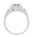 Art Nouveau Crowned Ladies Aquamarine Ring in 14 Karat White Gold