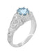 Art Nouveau Crowned Ladies Aquamarine Ring in 14 Karat White Gold