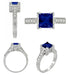 Art Deco 1 Carat Princess Cut Blue Sapphire and Diamond Engagement Ring in Platinum
