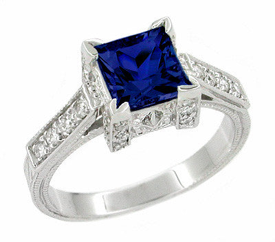 Sapphire Ring, Princess Cut Sapphire, Engagement Ring - Etsy Norway