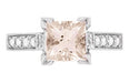 Art Deco 1 Carat Princess Cut Morganite and Diamond Engagement Ring in 18 Karat White Gold