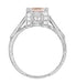 Art Deco 1 Carat Princess Cut Morganite and Diamond Engagement Ring in 18 Karat White Gold