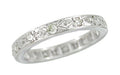 Geometric Mid Century Diamond Antique Wedding Band in Platinum - Size 4 1/2