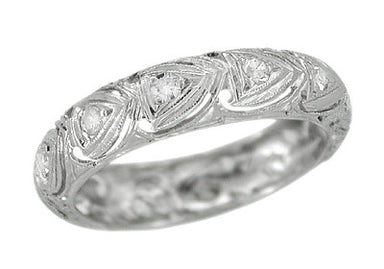 Wallingford Art Deco Hearts Diamond Wedding Band in Platinum - Size 5 1/4