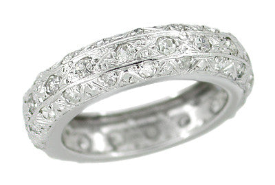 Platinum Vintage Art Deco Diamonds Wedding Band - Size 5 1/2