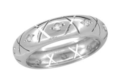 Estate X and O Kisses Half Round Eternity Wedding Band with Diamonds R524