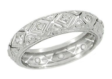 Meriden Filigree Art Deco Diamond Vintage Wedding Band - Size 5.75