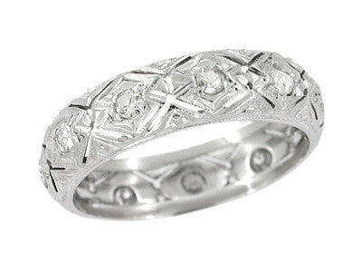 Montville Antique Art Deco Diamond Wedding Band in Platinum - Size 6 1/4