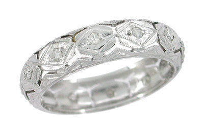 Roton Art Deco Vintage Diamond Eternity Ring in Platinum - Size 6.5