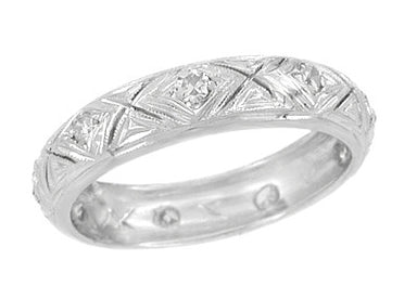 Elliott Art Deco Diamond Vintage Wedding Ring in 18K White Gold - Size 7