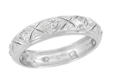 Elliott Art Deco Diamond Vintage Wedding Ring in 18K White Gold - Size 7