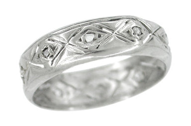 Centerhill 1920's Diamond Wedding Band in White Gold - Size 7