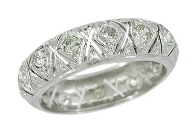 Vintage Platinum Totoket Art Deco Diamond Eternity Wedding Band