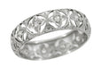 Art Deco Lucky Clover Filigree Estate Diamond Wedding Band - Platinum - Size 7.5