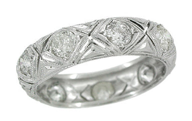 Topstone Platinum Art Deco Diamond Wedding Ring - 1.44 ct TDW - Size 8.25