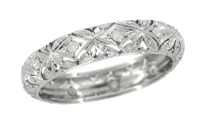 Woodmont Flowers Vintage Diamond Wedding Ring - Platinum - Size 10 