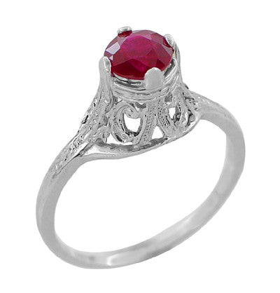 Art Deco Antique Filigree Ruby Ring in Platinum - 1920s Low Dome — Antique  Jewelry Mall