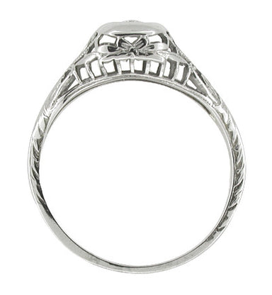 Filigree Antique Engagement Ring in 10 Karat White Gold - alternate view
