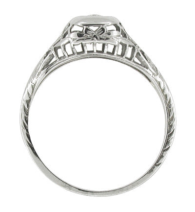 Filigree Antique Engagement Ring in 10 Karat White Gold - Item: R585 - Image: 2