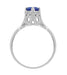 Filigree Regal Scrolls "High-Set" Art Deco Blue Sapphire Engagement Ring in Platinum