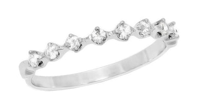 Vintage Retro Moderne Galaxy Stars Wedding Ring in 18K White Gold