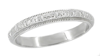 Antique Art Deco Wedding Ring in 18 Karat White Gold - Size 3 1/2
