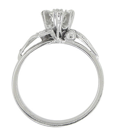 Retro Moderne Diamond Bypass Antique Engagement Ring in 18 Karat White Gold - alternate view
