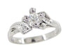 Retro Moderne Diamond Bypass Antique Engagement Ring in 18 Karat White Gold