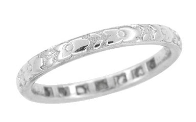 Antique Art Deco Diamond Wedding Ring in 18 Karat White Gold - Size 5 - alternate view