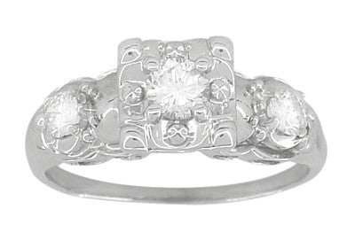 Madelyn 1950's Retro Moderne Diamond Engagement Ring in 14 Karat White Gold - Item: R603 - Image: 3