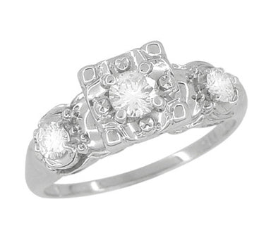 Madelyn 1950's Retro Moderne Diamond Engagement Ring in 14 Karat White Gold - alternate view