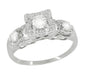 Madelyn 1950's Retro Moderne Diamond Engagement Ring in 14 Karat White Gold