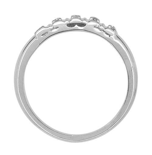 Belen 1940's 5 Diamond Vintage Wedding Ring in 14 Karat White Gold - Item: R608 - Image: 2