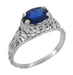 Edwardian Lilies East to West Oval Blue Sapphire Filigree Ring in 14 Karat White Gold