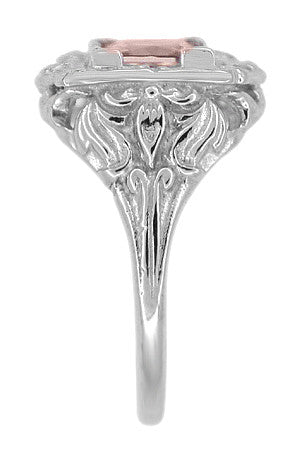 Princess Cut Morganite Art Nouveau Ring in 14 Karat White Gold - Item: R615WM - Image: 3