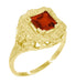 Princess Cut Garnet Art Nouveau Ring in 14 Karat Yellow Gold