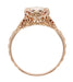 Edwardian Emerald Cut Morganite Engagement Ring in 14K Rose Gold Filigree