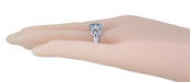 Art Deco Emerald Cut Aquamarine Filigree Engagement Ring in 18 Karat White Gold