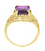 Yellow Gold Edwardian Filigree Emerald Cut Amethyst Engagement Ring