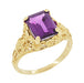 Yellow Gold Edwardian Filigree Emerald Cut Amethyst Engagement Ring