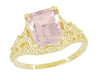 Emerald Cut Morganite Filigree Edwardian Engagement Ring in 14 Karat Yellow Gold