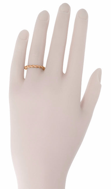 Stackable Love Twist Cable Wedding Band in Rose Gold - 10K or 14K - alternate view